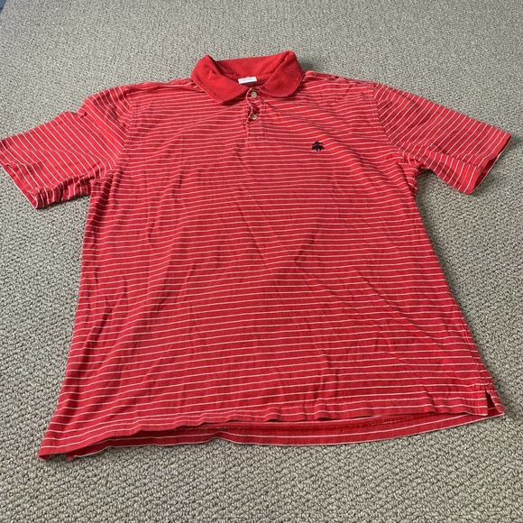 Brooks‎ Brother 346 Mens Polo Shirt Size XL Red/White Striped Short Sleeves - Picture 1 of 11